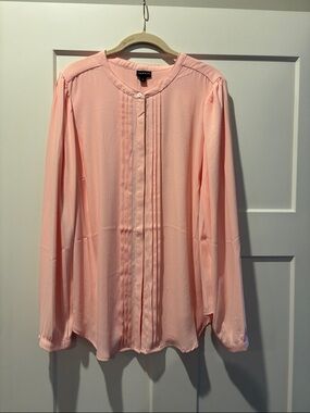 torrid Blush Pink Pleated Front Long Sleeve Blouse